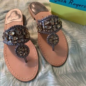 Jack Rogers Size 10 Pewter Bijou Sandal